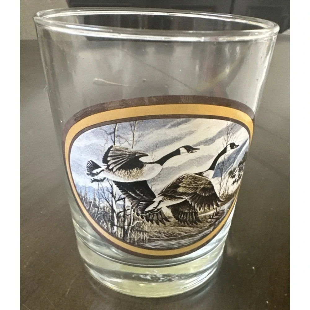 One Vintage 1960's Flying Geese Rocks Glass by Norman R. Wamer Outdoor Bar
